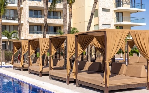 Luxury poolside cabanas at the resort
