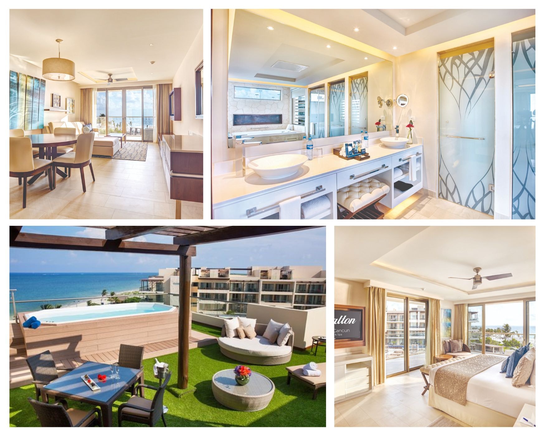 Luxury Presidential One Bedroom suite with living area, spa bathroom, and ocean terrace