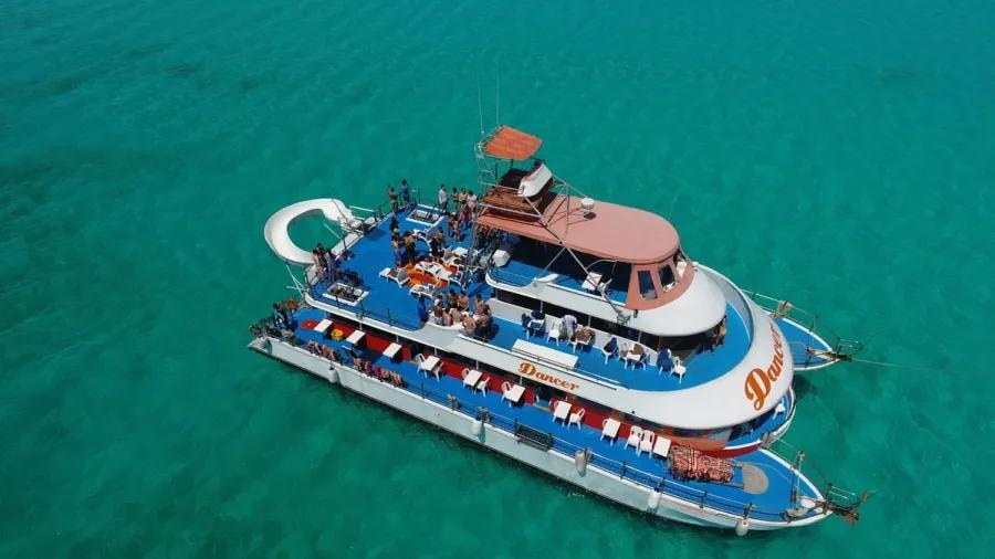 Fresh food buffet served on board the party boat