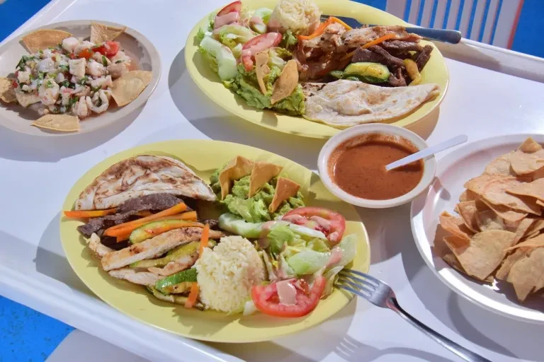 Mexican food spread served fresh on the party boat
